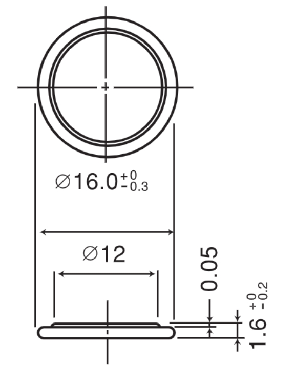 CR1616 Dimensions